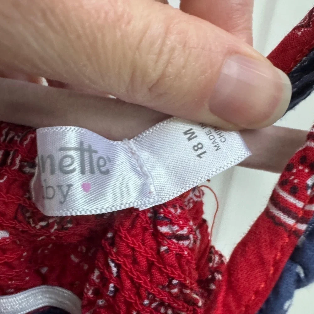 Nannette Baby 18M Red White Blue Patriotic 4th of July Bandana Tank Top Dress